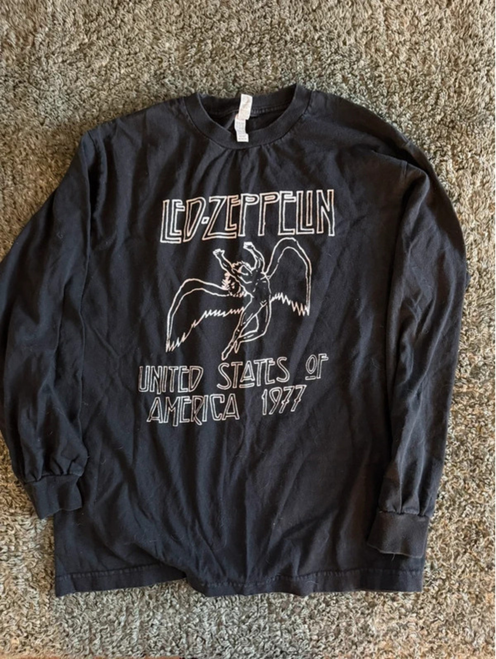 Led Zeppelin 1977 United States of America Tour Black Long Sleeve T-Shirt Medium